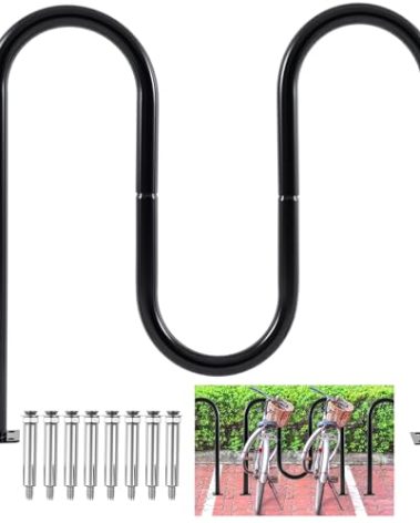 Otoolling 5 Bike Capacity Wave Bike Rack Commercial Bicycle Rack 40" L Heavy Duty Galvanized Steel Bicycle Organizer Ground Parking Stand for Outdoor Garages Streets Yards Parks Schools Sidewalks