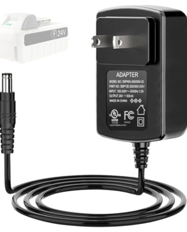 24VCHRG-QC iON+ Quick Charger for Snow Joe & Sun Joe 24V iBAT24 and 24VBAT Series Batteries Compatible with All iON Battery Models iBAT24-LT, iBAT24-XR, 24VBAT-LTE, 24VBAT-XR AC Adapter