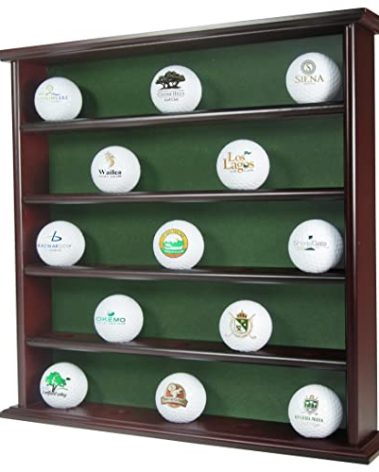 Clubhouse Collection Mahogany Golf Ball Display Cabinet - Displays up to 25 Golf Balls