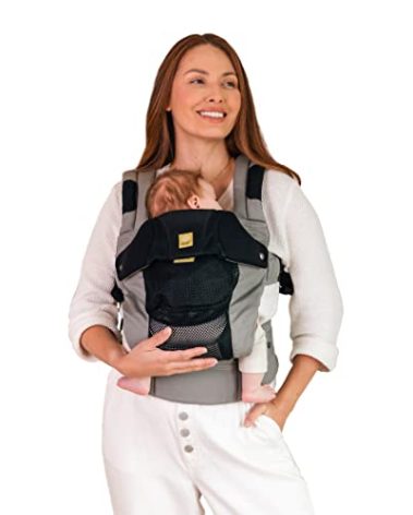 LÍLLÉbaby Complete Airflow Deluxe Ergonomic 6-in-1 Baby Carrier Infant to Toddler with Lumbar Support (7-45 Pounds), 360 Degree Baby Wearing, Inward and Outward Facing (Grey/Black)