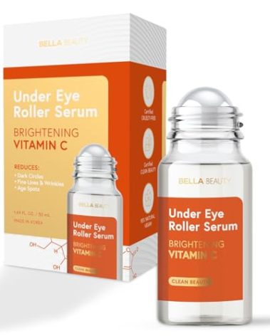 Bella Beauty Eye Roller Serum with Vitamin C & Niacinamide - Reduces Puffiness, Fine Lines & Dark Circles - Anti-Aging, Dermatologist Tested, Korean Skin Care for All Skin Types - 1.69 Fl. Oz