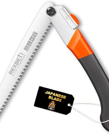 REXBETI Folding Saw, Heavy Duty 11 Inch Extra Long Blade Hand Saws for Wood Camping, Dry Wood Pruning Saws With Hard Teeth, Quality SK-5 Steel