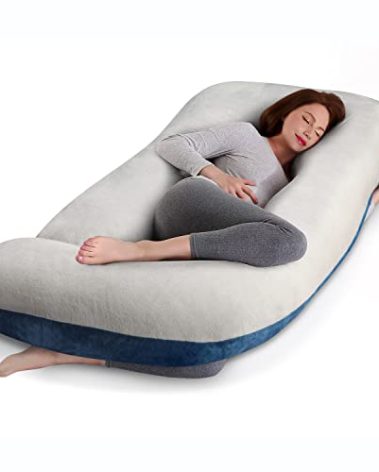 cauzyart Pregnancy Maternity Pillows for Sleeping 55 Inches U-Shape Full Body Pillow Support - for Back, HIPS, Legs, Belly for Pregnant Women with Removable Washable Velvet Cover
