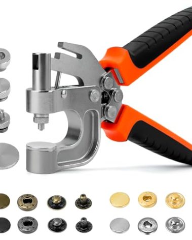 Sopnom Leather Snap and Fastener Kit - Press Pliers With 15mm Metal Buttons, 40 Sets in 4 Colors for Fabric, Clothes, Jackets, Purse, Belts, Bags