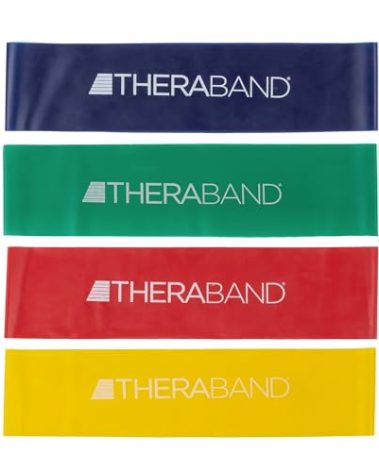 THERABAND Resistance Band Loop Set, Pack of 4, 12" Color Coded Exercise Bands from Beginner to Advanced Levels, for Strength, Stretching, Home Workouts, Pilates, Physical Therapy, For Men and Women