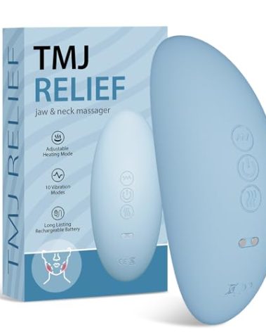 TMJ Relief Products Jaw, TMJ Relief Massager, Ergonomic TMJ Massage Tool - Gentle Vibrations and Heat for Pain Relief, Tension, and Stiffness