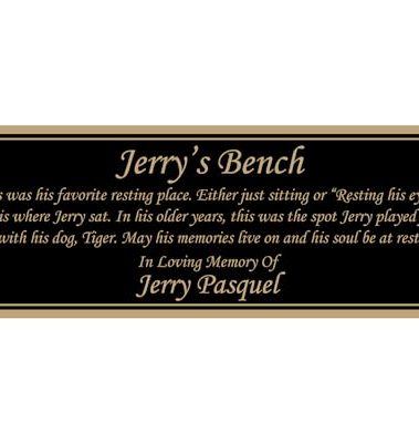 Memorial Bench Plate, Personalized Plaque, Door Name Plate, Building Sign, Engraved Tree Plaque, Custom Engraving, Multiple Sizes and Colors (Black With Gold Writing)