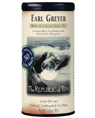 The Republic of Tea - Earl Greyer Black Tea Tin, 50 Tea Bags, Naturally Caffeinated