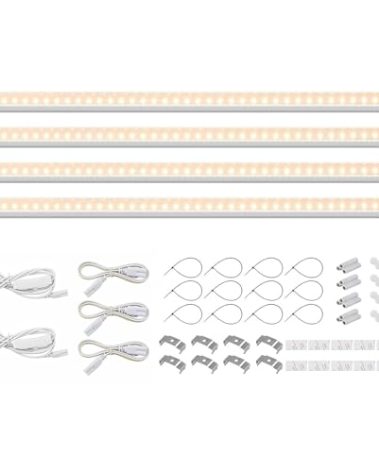 Barrina Grow Lights for Indoor Plants Full Spectrum, 2ft 40W (4 x 10W), T5 Plant Lights for Indoor Plants, Greenhouse, Plug and Play, Yellow, 4-Pack