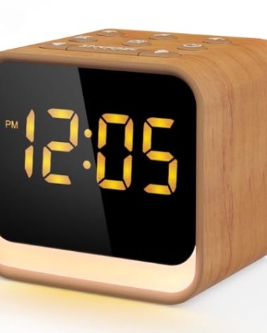 Housbay Wooden Sound Machine Alarm Clock for Bedrooms - Gentle Wake-Up with Birdsong, White Noise for Sleeping, Small Digital Clock for Phone-Free Routine