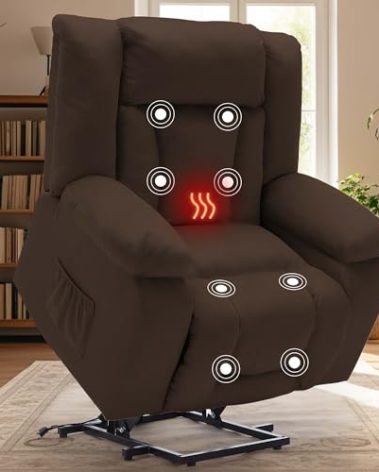 Korser Dual Motor Waffle Fabric Electric Recliner Chair with Side Pockets, Wide Recliner for Living Room