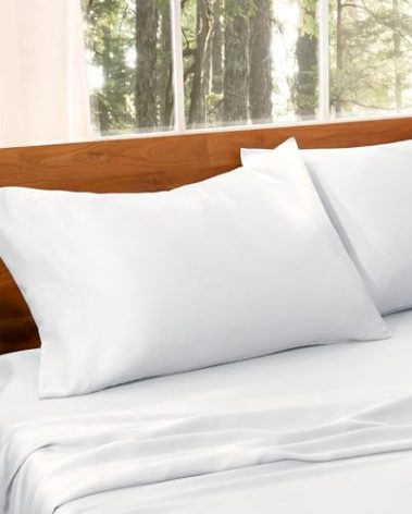 Bare Home Lyocell Tencel Pillow Cases - Standard Size Set of 2 - Derived from Eucalyptus - Moisture Regulating - Ultra Soft - Easy Care (Standard Pillowcase Set of 2, White)