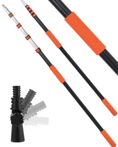 Telescopic Extension Pole Reach to 28FT,Paint Roller Extension Pole, telescoping Pole with Flip-Lock Design, Multi-Purpose extendable Pole for Windows Cleaning Paint Roller, Duster(Orange-20ft)