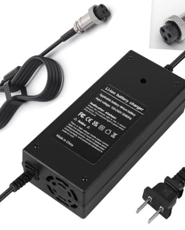 54.6V 2A (120W) 3 Prong Scooter Charger for Evercross H5/ Vsett 8, 8+, 9+(NOT for 9)/ JOYOR S5, G5, Y7-S/for KAABO Mantis 8, 8 Pro/Zero 8, 9 for 48V Lithium Li-ion Battery with 3 Holes Connector