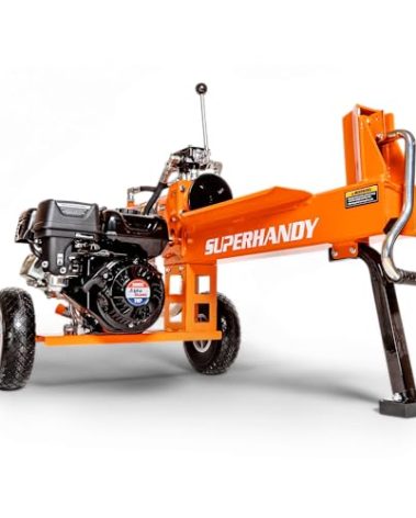 SuperHandy Log Splitter Portable 20 Ton Rapid Auto Return Ram System Bucher Gear Pump 7HP Engine Horizontal Full Beam Steel Wedge Firewood Splitting Forestry Harvesting