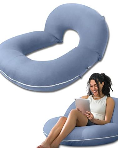 INSEN Reading Pillow, Back Pillow for Sitting in Bed and Couch, Gaming Pillow for Adults, Sit Up Support for Bed (Cooling Tencel-Blue, Basic)