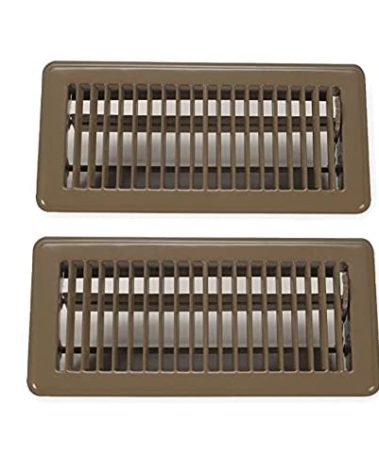 Rocky Mountain Goods Vent Cover for Home Floor 4” x 12” (Brown Pack of 2) - Heavy Duty Metal - Walkable Floor Register Air Vents - Easy Adjust Airflow