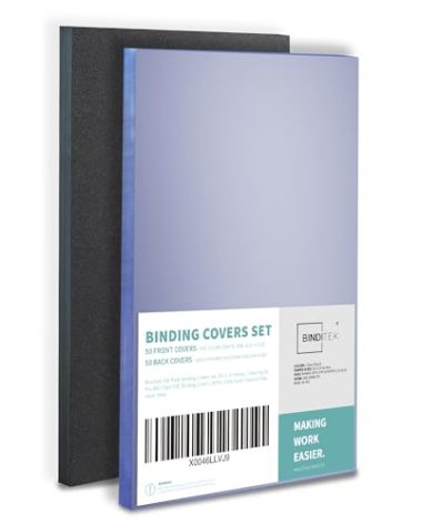 Binditek 100 Pack Binding Covers and Backs Set, 8.5 x 14 Inches, 50 Clear PVC (8Mil), 50 Sand-Textured Polycovers (12Mil), Legal Size