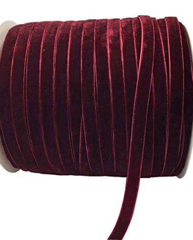 10 Yards Burgundy Velvet Ribbon Spool (Wine, 3/8")