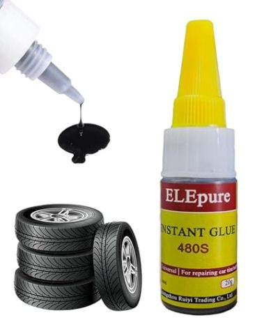 Black Tire Repair Glue Rubber Strong Adhesive Bonding for Sidewall Gash Dent Instant Super Glue for Off-Road Car Motorcycle Truck Tractor, 20g 0.7oz