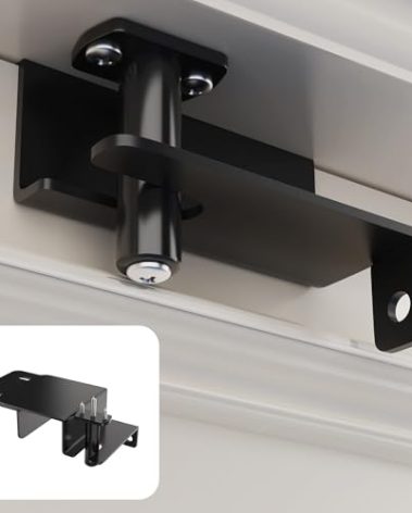 Adjustable Child Safety Door Top Lock|Metal Child Proof Door Top Lock for Interior&Exterior&French Door|Lock & Unlock from Either Sides|for Childproofing|Sliding Door Lock for Kids Safety|Black