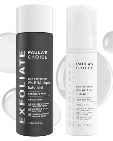 Paula's Choice SKIN PERFECTING 8% AHA Gel Exfoliant & 2% BHA Liquid Duo - Facial Exfoliants for Blackheads, Enlarged Pores, Wrinkles, and Fine Lines w/Glycolic and Salicylic Acid