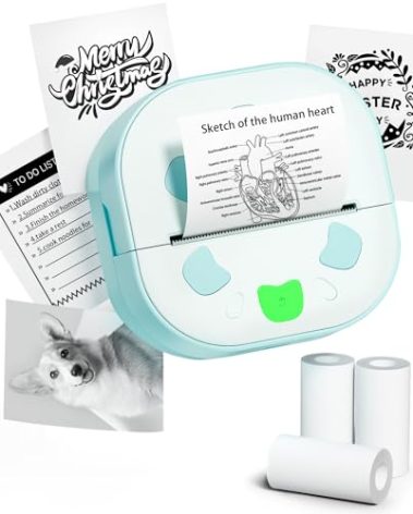 NDYIN Sticker Printer, PrintPods Mini Printer, Bluetooth Portable Sticker Maker with 3 Rolls Paper, Print Pod Inkless Thermal Printers for iphone, Impresora Portátil for Notes, Journal, DIY, Kids Gift