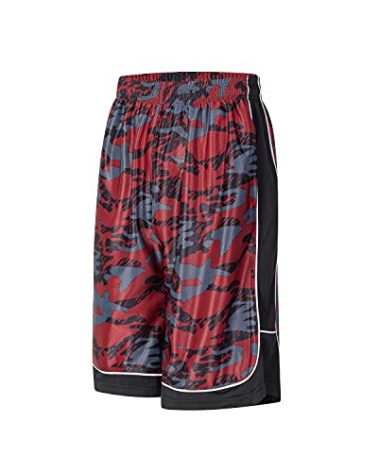 LukBerd Men's Long Athletic Shorts Basketball Workout Gym Camo Shorts Below Knee Loose-Fit with Pockets Red L