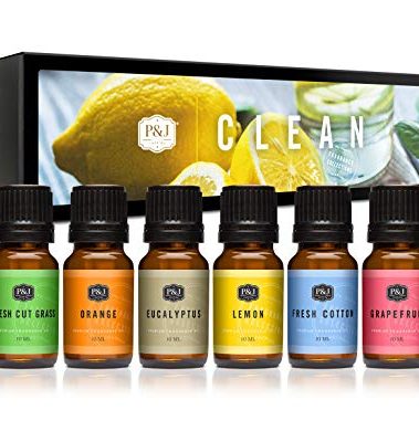 P&J Trading Fragrance Oil Clean Set | Fresh Cotton, Lemon, Orange, Grapefruit, Fresh Cut Grass, and Eucalyptus Candle Scents for Candle Making