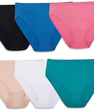 Fruit of the Loom Womens Microfiber Hi-Cut Panties 6 Pack, 9, Assorted