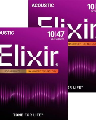 Elixir Nanoweb Extra Light Acoustic Guitar Strings 2-Pack