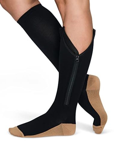 TheraMagic™ Zipper Compression Socks for Men & Women, 20-30mmHg Closed Toe Graduated Zippered Compression Stocking