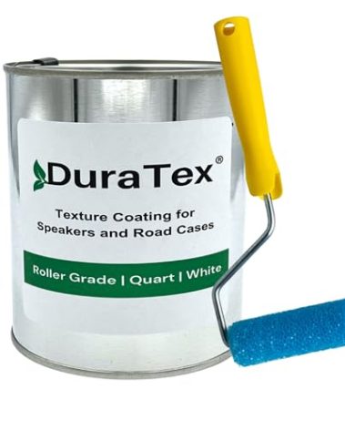 DuraTex® Coating Roller Grade Kit for Speaker Cabinets & Road Cases, Water-Based, Texture Coating for Metal and Wood. Durable, Water-Based Finish, and Scuff-Resistant. (White, Quart)