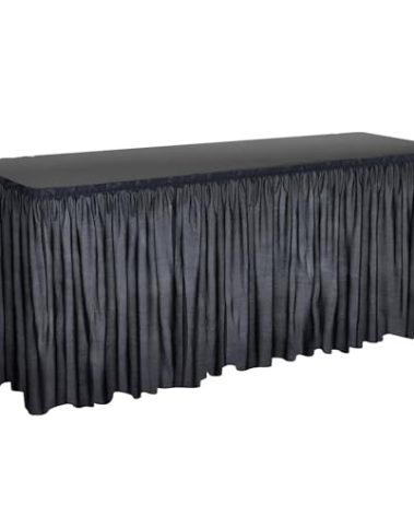Willinglong 16 ft x 28 Inch Black Stage Skirting Portable Stage Skirt Cloth Shirred Pleat Cover for Wedding Platform