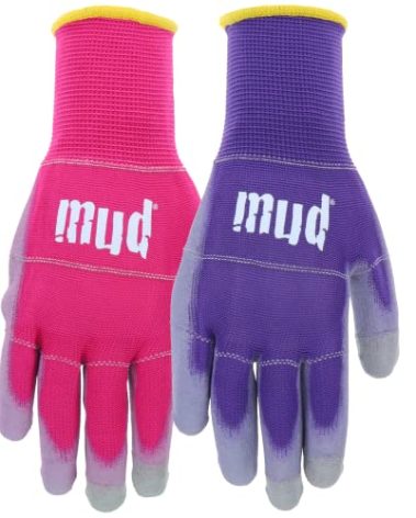 Smart Mud, 2 Pair Pack, Rasberry/Eggplant, PU Coating, Precision Grip, Breathable Shell, Abrasion Resistanec, Touchscreen Compatible