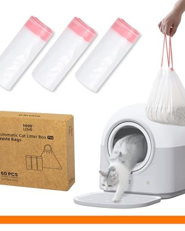 ABRCT Waste Bags(60 Count) for Self-Cleaning Litter Box Automatic Electronic Hands-Free Smart Robot self Cleaning Litter Box Liner- Safe Anti-Pinch, Odor Control,for Multiple Cats