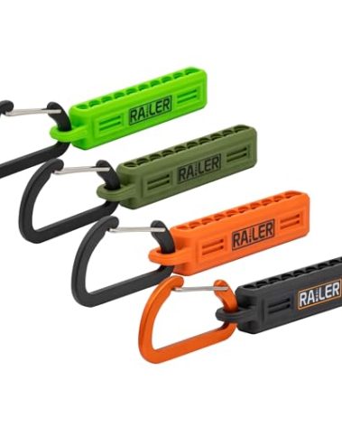 4 Pack Screwdriver Bit Holder Storage Organizer – Railer 10-Hole Bit Holder with Carabiner (Black/Orange/Camo Green/Hi-Vis Green)