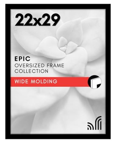 Americanflat 22x29 Poster Frame with Polished Plexiglass - Black Picture Frame - Wide Photo Frames Made of Engineered Wood for Vertical or Horizontal Wall Display - Epic Collection - Black
