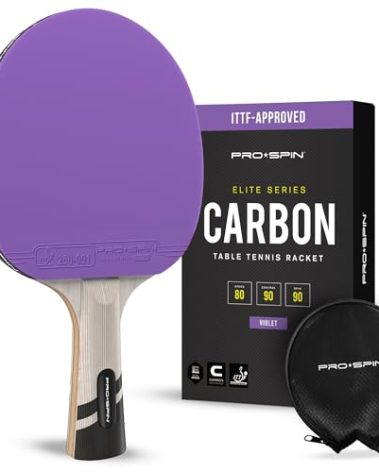 PRO-SPIN Ping Pong Paddles - Professional Level Table Tennis Rackets with Carbon Fiber for Superior Control | 7-Ply Blade, Premium Rubber, 2.0mm Sponge (Violet, 1-Pack)