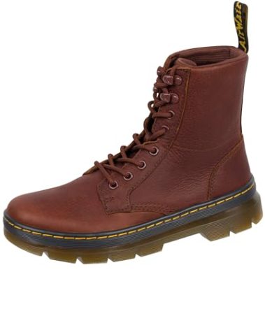 Dr. Martens Unisex Combs Ambassador Leather 8 Tie Boot, Cashew, 10 Women/9 Men