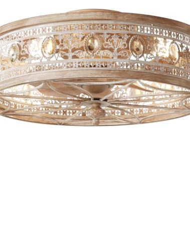 18" Rustic Cottage Distressed Wood-Look Fandelier with Remote, Small Farmhouse Enclosed Ceiling Fan Light, Low Profile Flush Mount for Entryway, Kids Room, Cozy Spaces