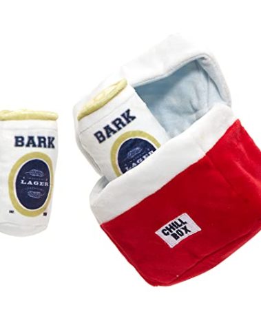 Barkbox 2 in 1 Interactive Plush Dog Toy - Rip and Reveal Toy for Dogs and Puppies - Stimulating Squeaky Pet Toys | Sub Zero Camping Hero (Small)