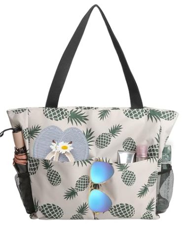 TAHAVICE Beach Bags for Women, Large Beach Tote Bags Waterproof Bag with Zipper, Swim Pool Bag for Travel Vacation