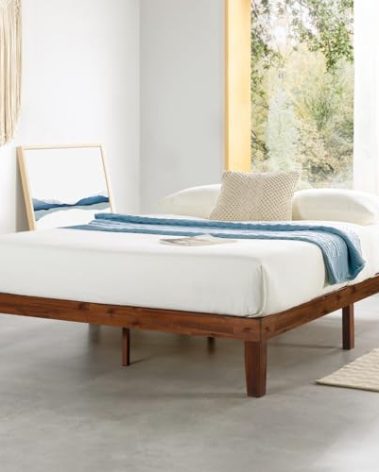 Mellow Naturalista Classic - 12 Inch Solid Wood Platform Bed with Wooden Slats, No Box Spring Needed, Easy Assembly, Queen, Espresso