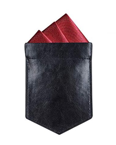 ONLVAN Pocket Square Holder Leather Slim Pocket Square Holder for Men's Suit Handkerchief Keeper (Holder Only)