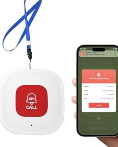 WiFi Caregiver Call Button for Elderly at Home w App Notification, Elderly Monitoring, Caregiver Pager, Life Alert Systems for Seniors No Monthly Fee,Compatible with Tuya Smart/Smart Life APP (2)