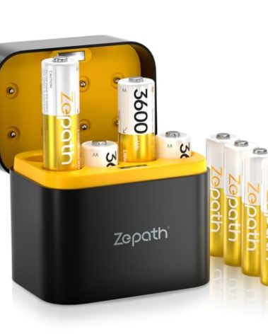 Zepath Rechargeable AA Lithium Batteries 8 Pack with Fast Charger, 3600mWh High Capacity 1.5V High Power AA Lithium ion Battery,Double A Batteries up to 2000+ Cycle Times