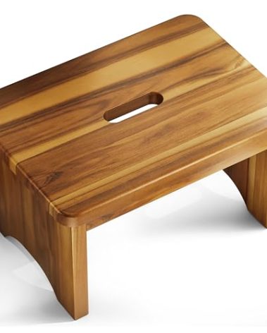 FANATU Wooden Step Stool, 9'' One Step Stool for Adults, Wooden Beside Step with 550 Lbs Load Capacity, Heavy Duty/Portable/Nonslip/Durable Construction Safe Step for Bedroom/Kitchen