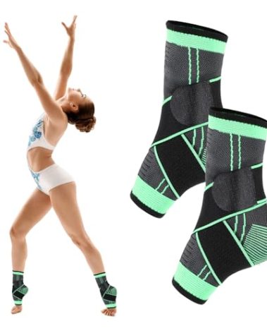 CIATBYYJ 2 Pcs Ankle Brace for Kids - Kids Compression Socks, Youth Ankle Brace for Sports, Adjustable Support for Running, Sprains and Fitness, Compression Ankles Socks for Women, Unisex (Green)
