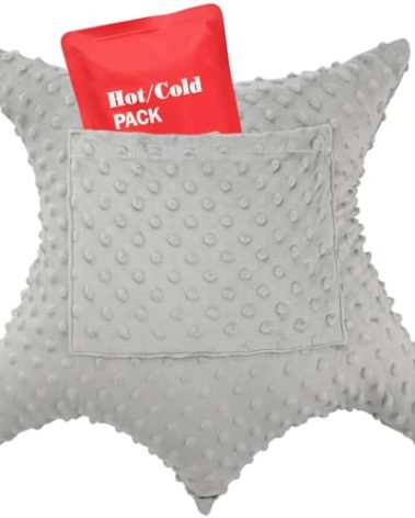 Heart Surgery Pillow Shock Absorbing for Open Heart Surgery After Bypass Coughing with 2 Pockets - Recovery Gifts with Hands Placement Pouch, Minky Dot Light Gray